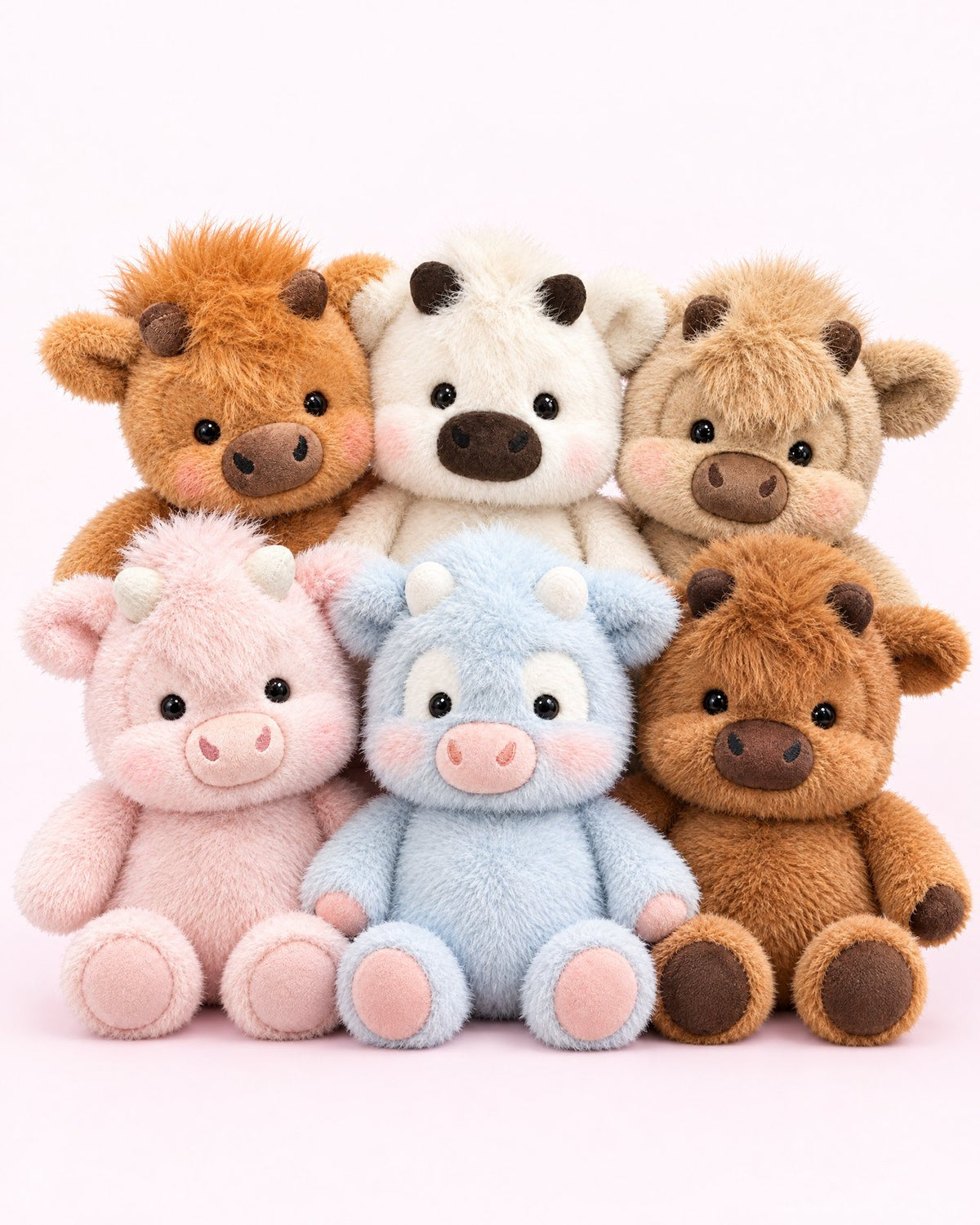 The six colors of the herd snuggled together